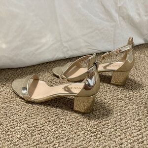 Golden block heels